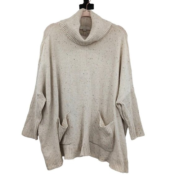 LOFT Sweaters - Loft Speckled Knit Turtle Neck Sweater Size Large Front Pockets Cozy Oversized